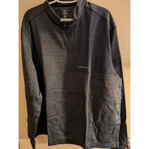 G.H. Bass & CO Men's Mixed Media 1/4 Zip Fleece Lined Sweater Top Blue XXL